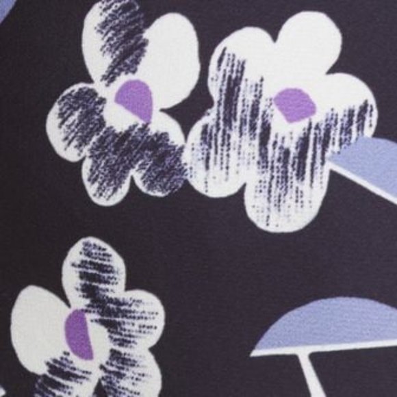 NWT Lewit Floral Print V-Neck Navy Night Cocktail Casual Flutter Sleeve Dress 14 - Picture 6 of 6